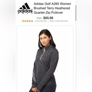 NWT Adidas Women's Golf Brushed Terry Heather Quarter-Zip Jacket Dark Gray L